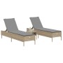 Juego de tumbonas con cojín 3 piezas ratán sintético beige by , Loungers - Ref: Foro24-3284266, Price: 316,61 €, Discount: %