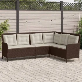 Sofá de jardín en forma de L con cojines ratán sintético marrón by , Outdoor sofas - Ref: Foro24-369001, Price: 356,26 €, Dis...