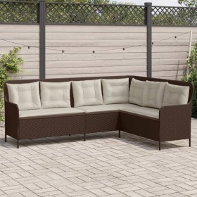 Sofá de jardín en forma de L con cojines ratán sintético marrón by , Outdoor sofas - Ref: Foro24-369001, Price: 366,01 €, Dis...