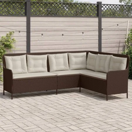 Sofá de jardín en forma de L con cojines ratán sintético marrón by , Outdoor sofas - Ref: Foro24-369001, Price: 356,26 €, Dis...