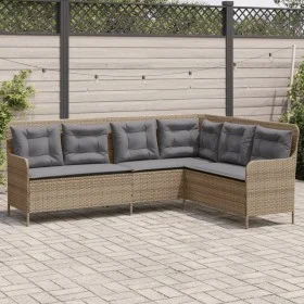 Sofá de jardín en forma de L con cojines ratán sintético beige by , Outdoor sofas - Ref: Foro24-369003, Price: 356,26 €, Disc...