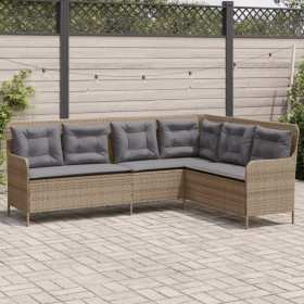 Sofá de jardín en forma de L con cojines ratán sintético beige by , Outdoor sofas - Ref: Foro24-369003, Price: 364,39 €, Disc...