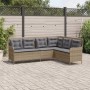 L-förmiges Gartensofa mit beigen Kissen aus synthetischem Rattan. von , Outdoor-Sofas - Ref: Foro24-369003, Preis: 364,39 €, ...
