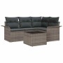 Conjunto de sofá de jardín con cojín 5 pcs Gris Poliratán