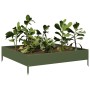 Arriate de acero verde oliva 100x100x26 cm de , Maceteros y jardineras - Ref: Foro24-851020, Precio: 41,36 €, Descuento: %