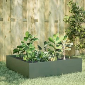 Stahlbeet in Olivgrün 100x100x25 cm von , Töpfe und Pflanzgefäße - Ref: Foro24-851034, Preis: 54,05 €, Rabatt: %