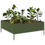 Stahlbeet in Olivgrün 100x100x25 cm von , Töpfe und Pflanzgefäße - Ref: Foro24-851034, Preis: 54,91 €, Rabatt: %