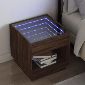 Mesita de noche con Infinity LED marrón roble 50x50x50 cm by , Nightstands - Ref: Foro24-3284090, Price: 84,54 €, Discount: %