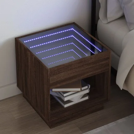 Nachttisch mit Infinity LED in Eichenbraun 50x50x50 cm von , Nachttische - Ref: Foro24-3284090, Preis: 84,54 €, Rabatt: %