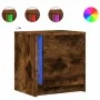 Mesita de noche luces LED 2 uds madera ingeniería roble ahumado de , Mesitas de noche - Ref: Foro24-852056, Precio: 87,93 €, ...