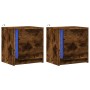 Mesita de noche luces LED 2 uds madera ingeniería roble ahumado by , Nightstands - Ref: Foro24-852056, Price: 89,13 €, Discou...