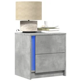 Nachttisch mit LED-Lichtern, 2 Stück, aus grauem Beton-Ingenieurholz. von , Nachttische - Ref: Foro24-852054, Preis: 87,45 €,...