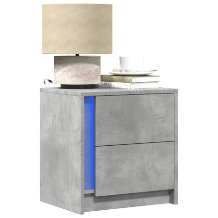 Mesita de noche luces LED 2 uds madera ingeniería gris hormigón by , Nightstands - Ref: Foro24-852054, Price: 88,60 €, Discou...