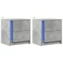 Mesita de noche luces LED 2 uds madera ingeniería gris hormigón by , Nightstands - Ref: Foro24-852054, Price: 87,42 €, Discou...
