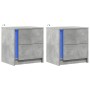 Mesita de noche luces LED 2 uds madera ingeniería gris hormigón by , Nightstands - Ref: Foro24-852054, Price: 88,60 €, Discou...