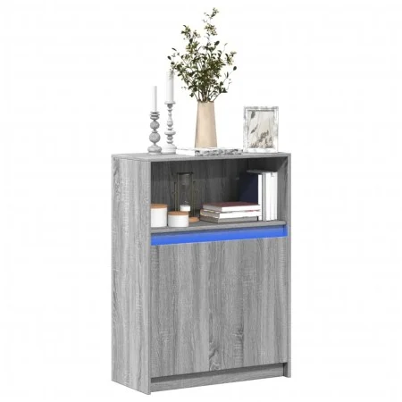 Aparador con LED madera de ingeniería gris Sonoma 72x34x100 cm by , Sideboards - Ref: Foro24-852164, Price: 76,44 €, Discount: %