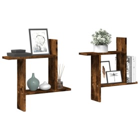 Wandregale 2 Stück aus geräucherter Eichen-Ingenieurholz 50x12x50cm. von , Regale und Regale - Ref: Foro24-853258, Preis: 27,...