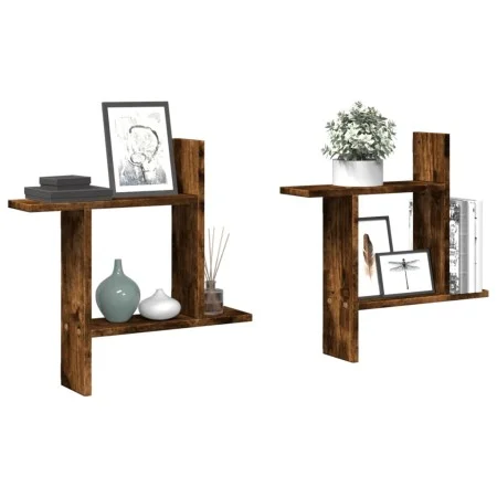 Estantes pared 2 uds madera ingeniería roble ahumado 50x12x50cm by , Shelves and shelves - Ref: Foro24-853258, Price: 26,80 €...