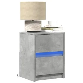 Mesita de noche luces LED 2 uds madera ingeniería gris hormigón by , Nightstands - Ref: Foro24-852040, Price: 88,77 €, Discou...