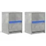 Mesita de noche luces LED 2 uds madera ingeniería gris hormigón de , Mesitas de noche - Ref: Foro24-852040, Precio: 88,77 €, ...