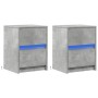 Mesita de noche luces LED 2 uds madera ingeniería gris hormigón by , Nightstands - Ref: Foro24-852040, Price: 90,02 €, Discou...