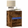 Mesita de noche luces LED 2 uds madera ingeniería roble ahumado by , Nightstands - Ref: Foro24-852042, Price: 84,71 €, Discou...