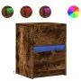Mesita de noche luces LED 2 uds madera ingeniería roble ahumado by , Nightstands - Ref: Foro24-852042, Price: 83,61 €, Discou...