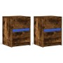 Mesita de noche luces LED 2 uds madera ingeniería roble ahumado by , Nightstands - Ref: Foro24-852042, Price: 84,71 €, Discou...