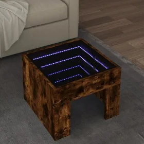 Mesa de centro con Infinity LED roble ahumado 40x40x30 cm by , Coffee table - Ref: Foro24-847599, Price: 57,29 €, Discount: %
