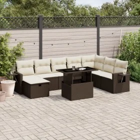 Set de sofás de jardín 9 pzas y cojines ratán sintético marrón by , Garden sets - Ref: Foro24-3275033, Price: 626,89 €, Disco...