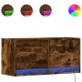 Mueble de TV de pared con luces LED roble ahumado 80x31x35 cm de , Muebles TV - Ref: Foro24-852359, Precio: 63,02 €, Descuent...