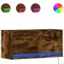 Mueble de TV de pared con luces LED roble ahumado 80x31x35 cm by , TV Furniture - Ref: Foro24-852359, Price: 60,37 €, Discoun...