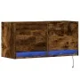 Mueble de TV de pared con luces LED roble ahumado 80x31x35 cm by , TV Furniture - Ref: Foro24-852359, Price: 60,37 €, Discoun...