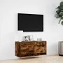 Mueble de TV de pared con luces LED roble ahumado 80x31x35 cm by , TV Furniture - Ref: Foro24-852359, Price: 60,37 €, Discoun...
