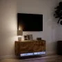 Mueble de TV de pared con luces LED roble ahumado 80x31x35 cm by , TV Furniture - Ref: Foro24-852359, Price: 60,37 €, Discoun...