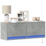 Mueble de TV de pared con luces LED gris hormigón 100x31x35 cm de , Muebles TV - Ref: Foro24-852365, Precio: 63,39 €