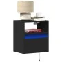Mesita de noche de pared con luces LED negro de , Mesitas de noche - Ref: Foro24-3307977, Precio: 47,34 €, Descuento: %