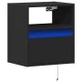 Mesita de noche de pared con luces LED negro de , Mesitas de noche - Ref: Foro24-3307977, Precio: 47,34 €, Descuento: %