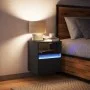 Mesita de noche de pared con luces LED negro de , Mesitas de noche - Ref: Foro24-3307977, Precio: 47,34 €, Descuento: %