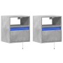Mesitas de noche de pared con luces LED 2 uds gris hormigón by , Nightstands - Ref: Foro24-3307982, Price: 84,74 €, Discount: %