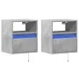 Mesitas de noche de pared con luces LED 2 uds gris hormigón de , Mesitas de noche - Ref: Foro24-3307982, Precio: 83,49 €, Des...