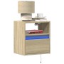 Mesitas de noche de pared con luces LED 2 unidades roble Sonoma by , Nightstands - Ref: Foro24-3307980, Price: 82,29 €, Disco...