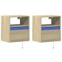 Mesitas de noche de pared con luces LED 2 unidades roble Sonoma by , Nightstands - Ref: Foro24-3307980, Price: 82,29 €, Disco...