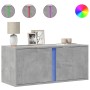 Mueble de TV de pared con luces LED gris hormigón 80x31x35 cm by , TV Furniture - Ref: Foro24-852260, Price: 49,60 €, Discoun...