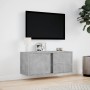 Mueble de TV de pared con luces LED gris hormigón 80x31x35 cm by , TV Furniture - Ref: Foro24-852260, Price: 49,60 €, Discoun...