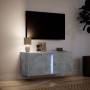 Mueble de TV de pared con luces LED gris hormigón 80x31x35 cm by , TV Furniture - Ref: Foro24-852260, Price: 49,60 €, Discoun...