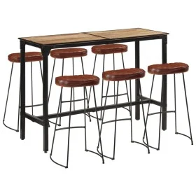 Set mesa alta y taburetes 7 pzas madera maciza mango y metal by , Furniture sets for kitchens and dining rooms - Ref: Foro24-...
