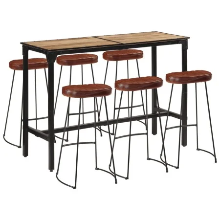 Hocher Tisch und 7 Hocker aus massivem Mangoholz und Metall. von , Möbelsets für Küchen und Esszimmer - Ref: Foro24-3216411, ...