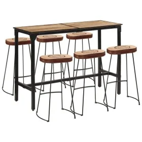 Set mesa alta y taburetes 7 pzas madera maciza mango y metal by , Furniture sets for kitchens and dining rooms - Ref: Foro24-...