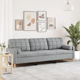 Sofá de 3 plazas con cojines tela gris claro 210 cm by , Sofas - Ref: Foro24-3278201, Price: 295,08 €, Discount: %